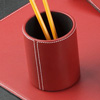Red Leather Desk Pen Pencil Cup